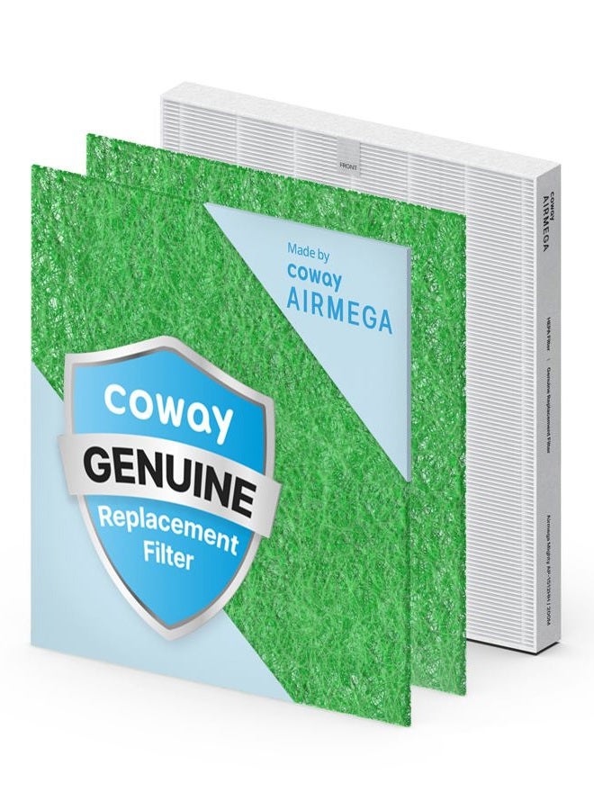 COWAY AP-1512HH & 200M Air Purifier Filter Replacement, Allergen Filter Pack, 2 Allergen Deodorization Filters and 1 True HEPA Filter, 1 Pack, Green - Image 1